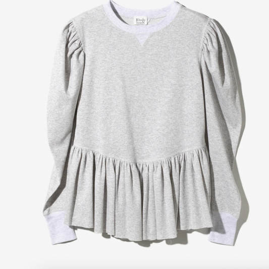 35%OFF【RhodolirioN】Ribbed Puff Sleeve Pullover Tee