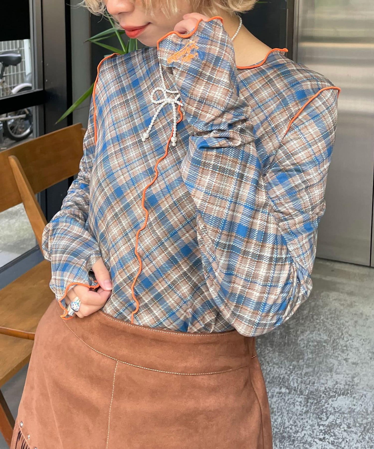 【HELLO.SANFRANCISCO/哈羅舊金山】格子蕾絲上衣