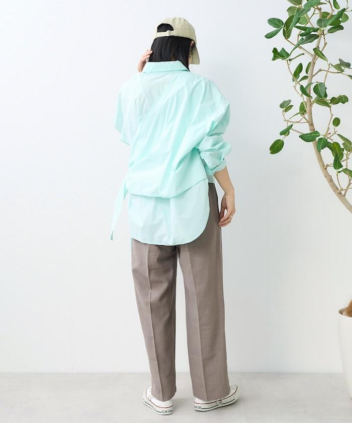 亞麻觸感 褶皺 寬鬆褲