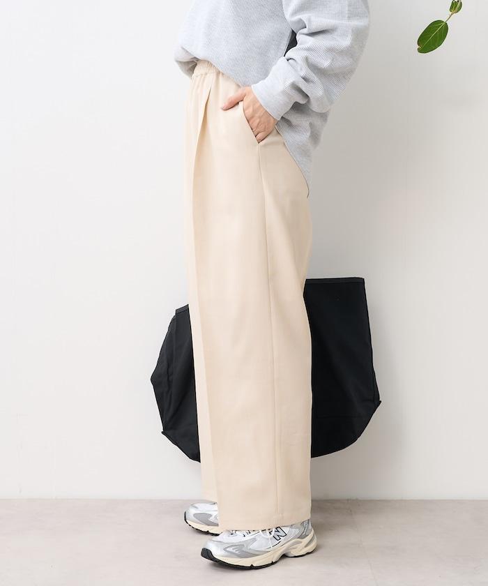 亞麻觸感 褶皺 寬鬆褲