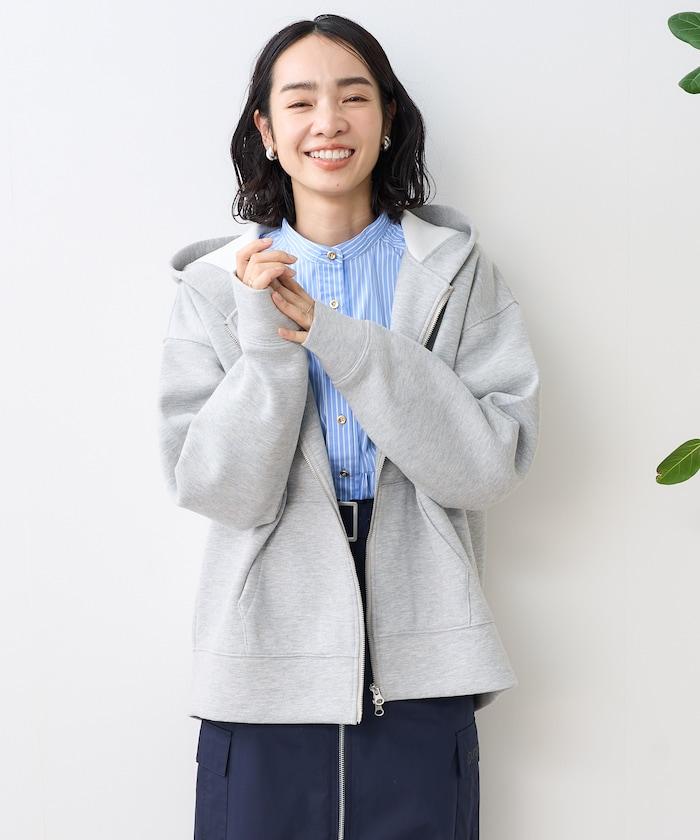 綁帶拉鍊連帽衛衣