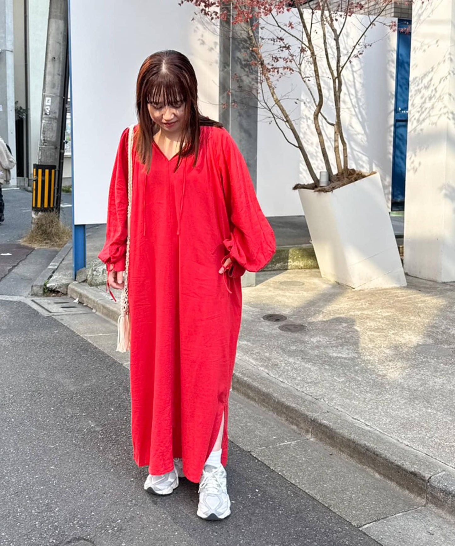 【菊姐企劃】亞麻人造絲蓬鬆袖連衣裙
