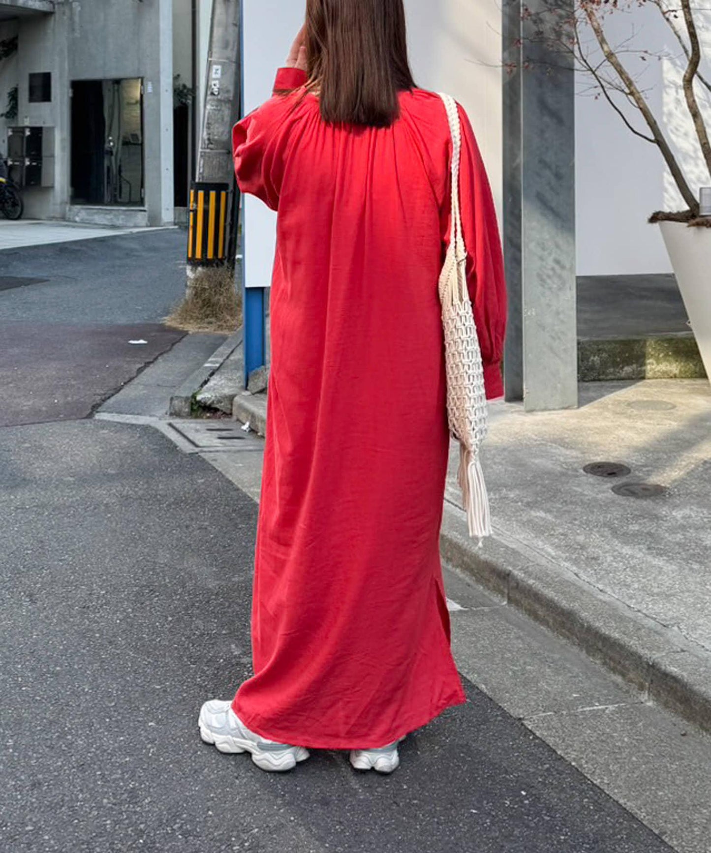 【菊姐企劃】亞麻人造絲蓬鬆袖連衣裙