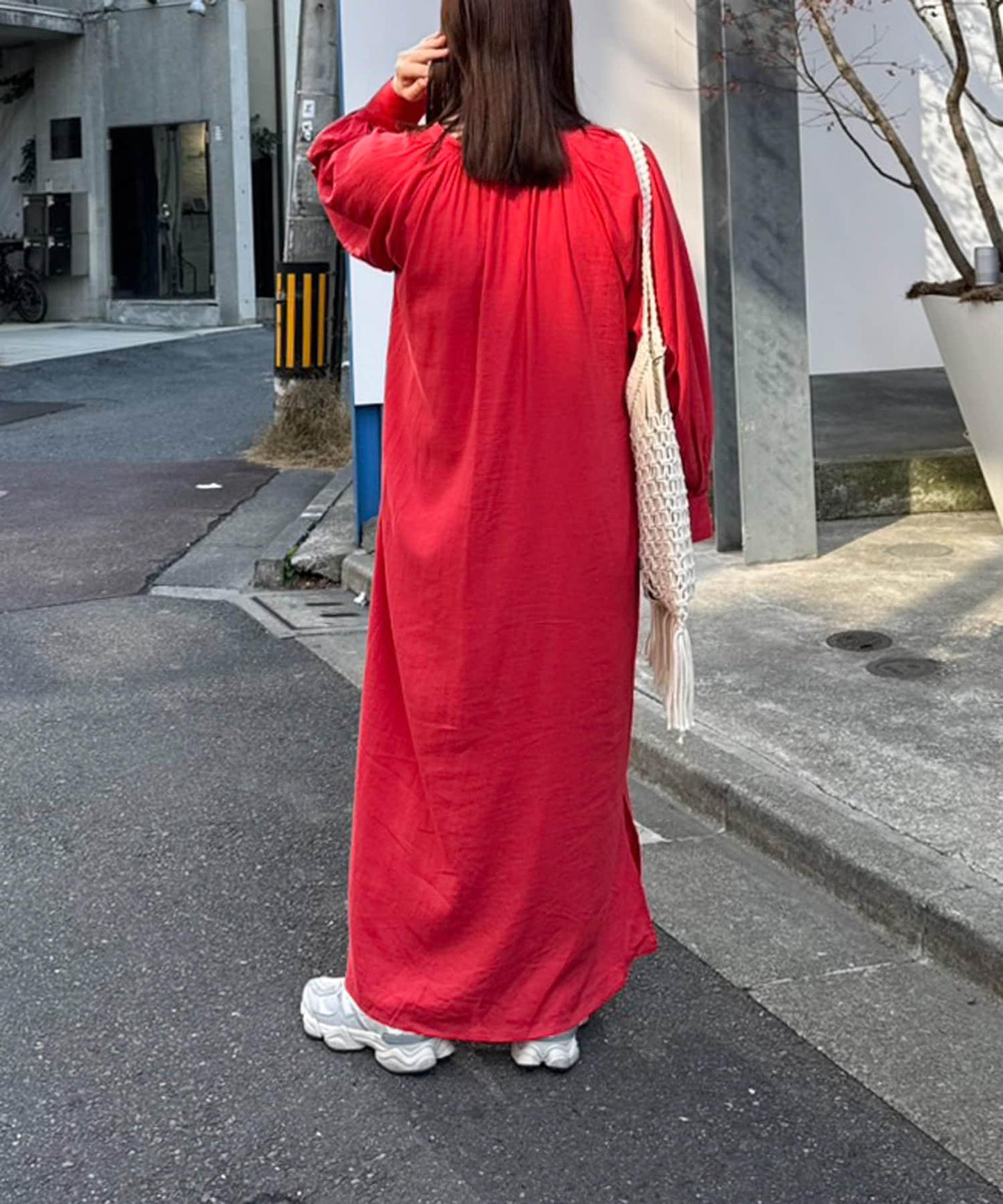【菊姐企劃】亞麻人造絲蓬鬆袖連衣裙