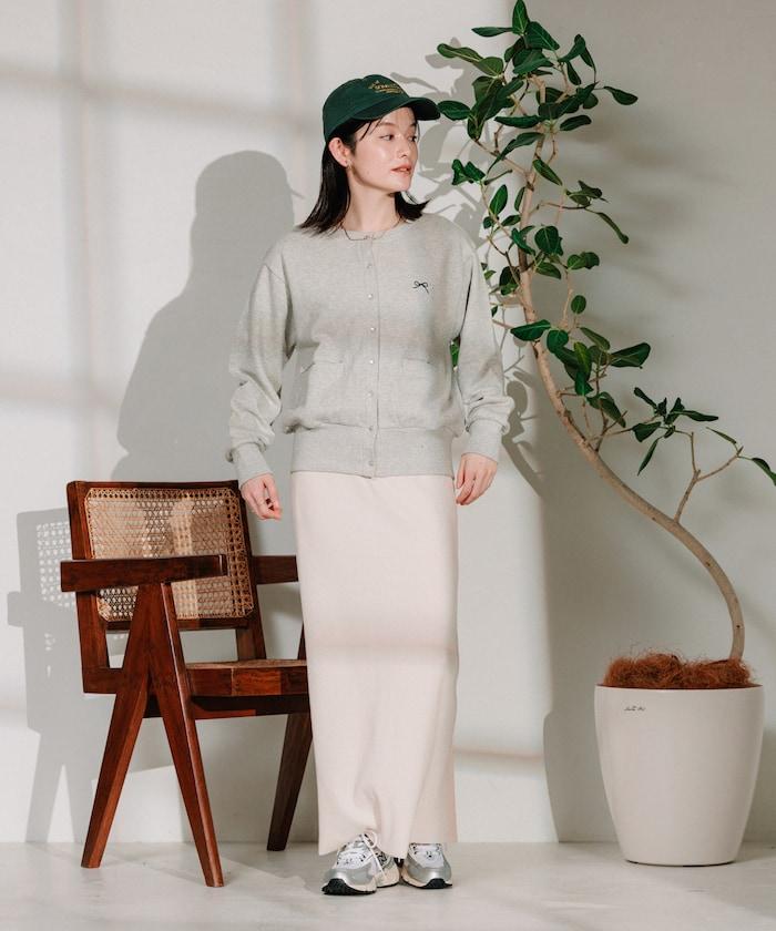 組合裝飾一點刺繡開衫/紐扣開衫