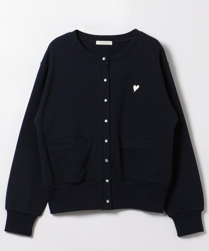 組合裝飾一點刺繡開衫/紐扣開衫