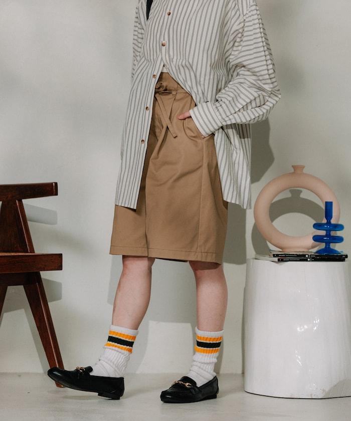 聯名 繫帶褶襉半褲