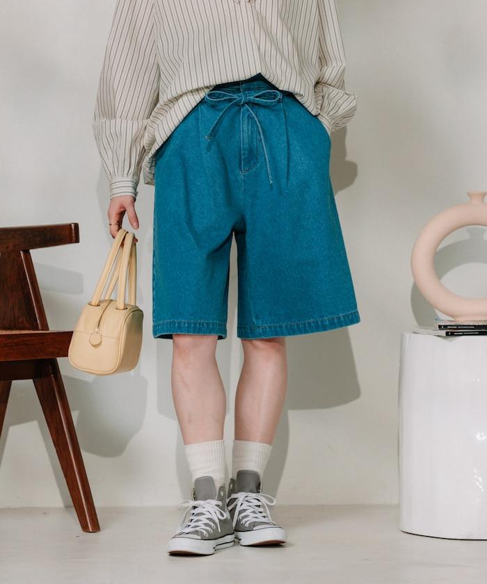 聯名 繫帶褶襉半褲