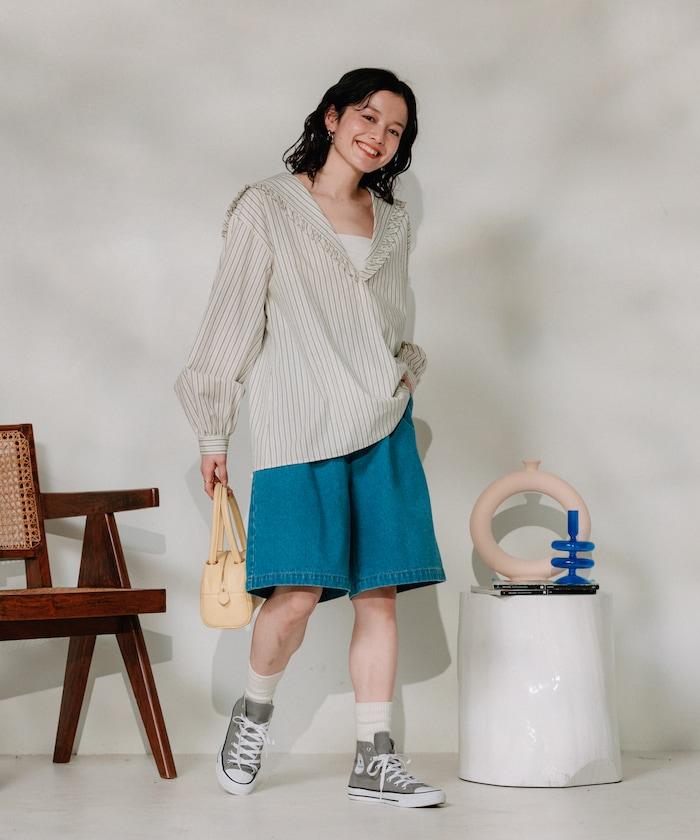 聯名 繫帶褶襉半褲