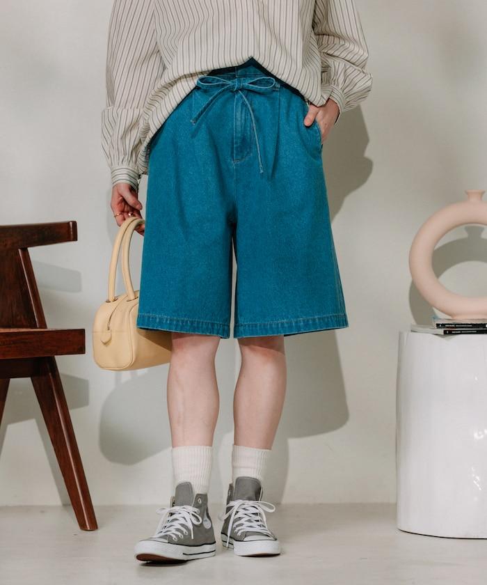 聯名 繫帶褶襉半褲