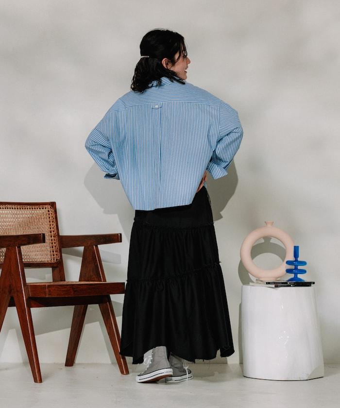 聯名 褶邊半身裙/牛仔裙