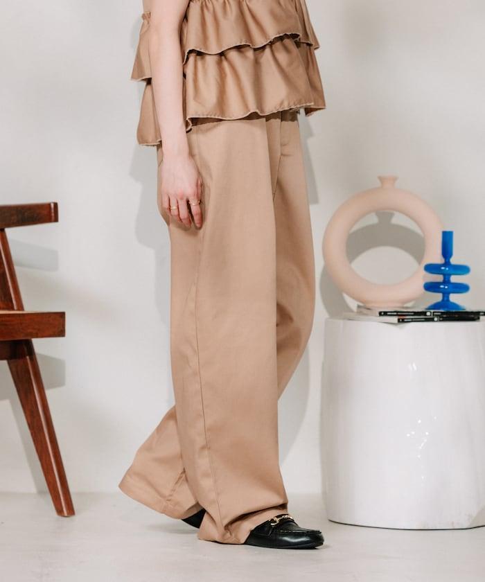 聯名 繫帶鬆緊褶襉褲