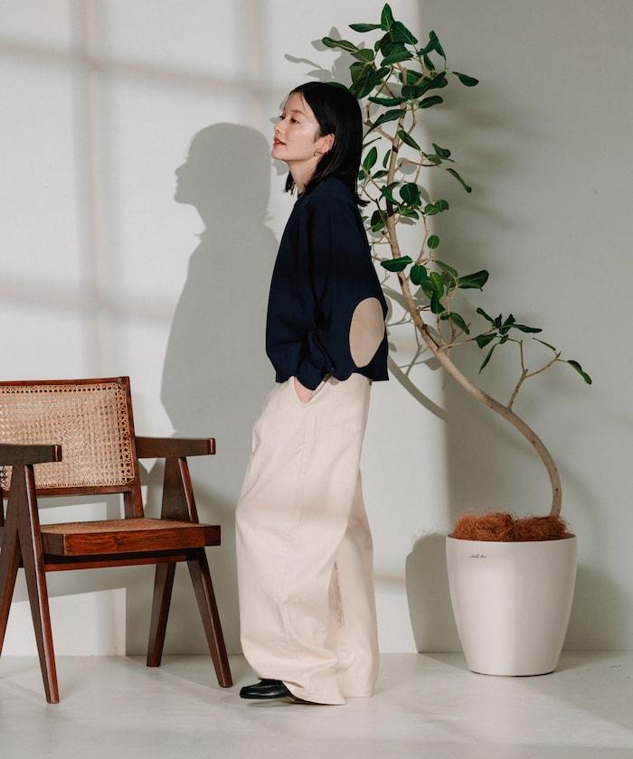 聯名 繫帶鬆緊褶襉褲