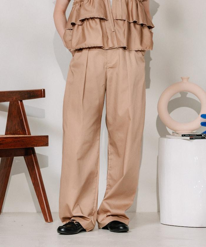 聯名 繫帶鬆緊褶襉褲