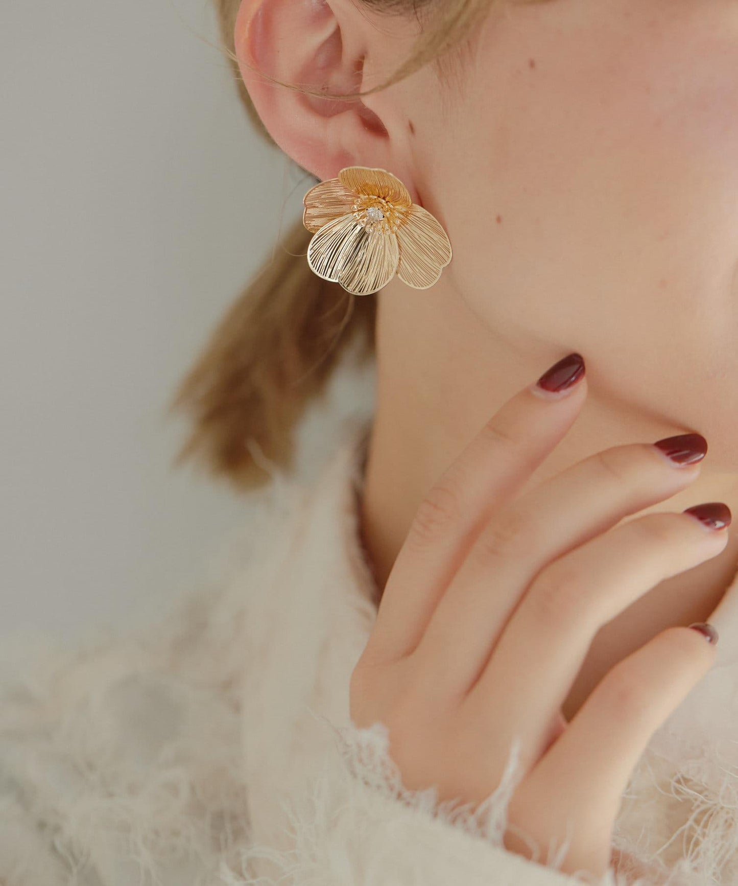 《日本製/節日》花朵/刻花花朵耳環