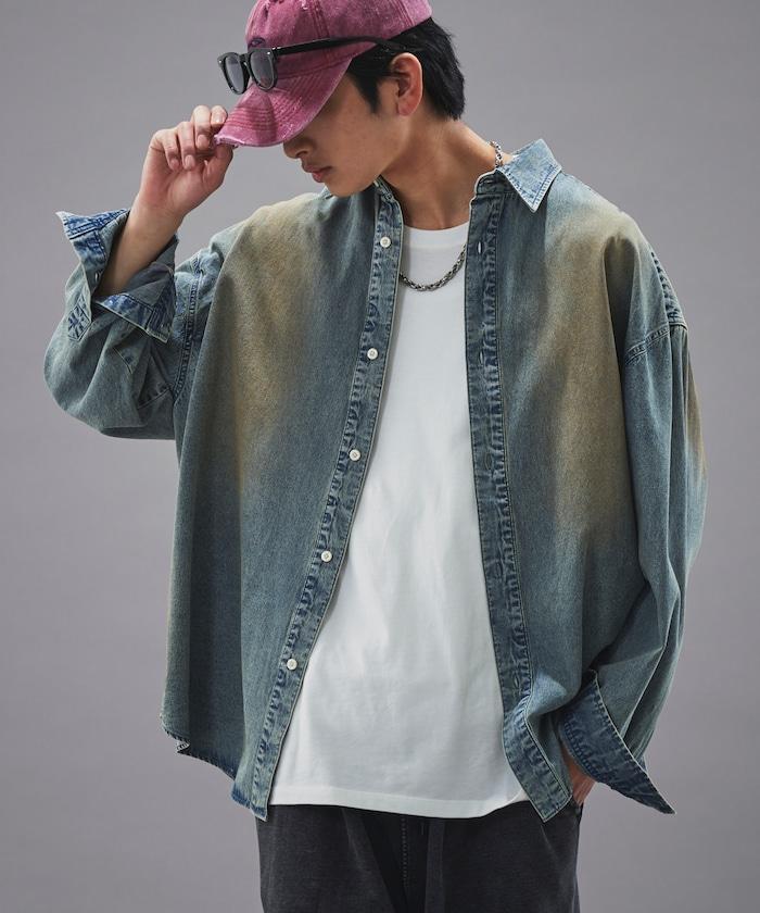 常規顏色硫化染色牛仔襯衫