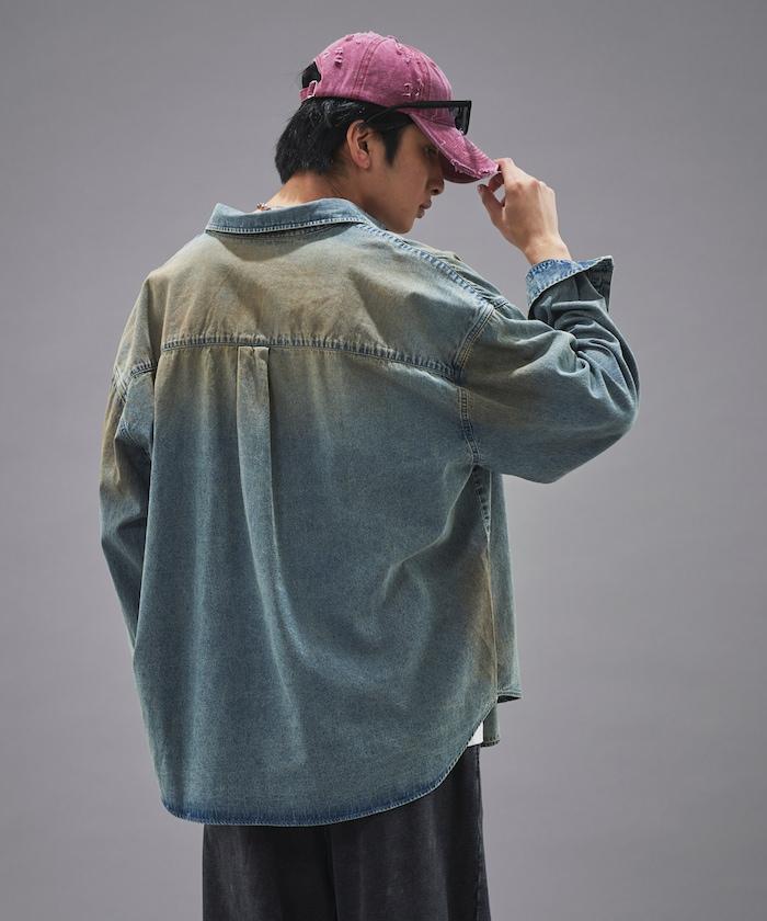 常規顏色硫化染色牛仔襯衫