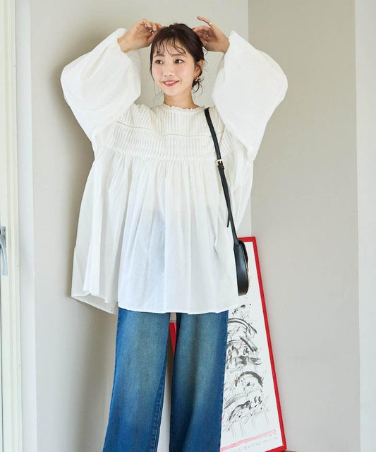 印度風褶皺長袖襯衫