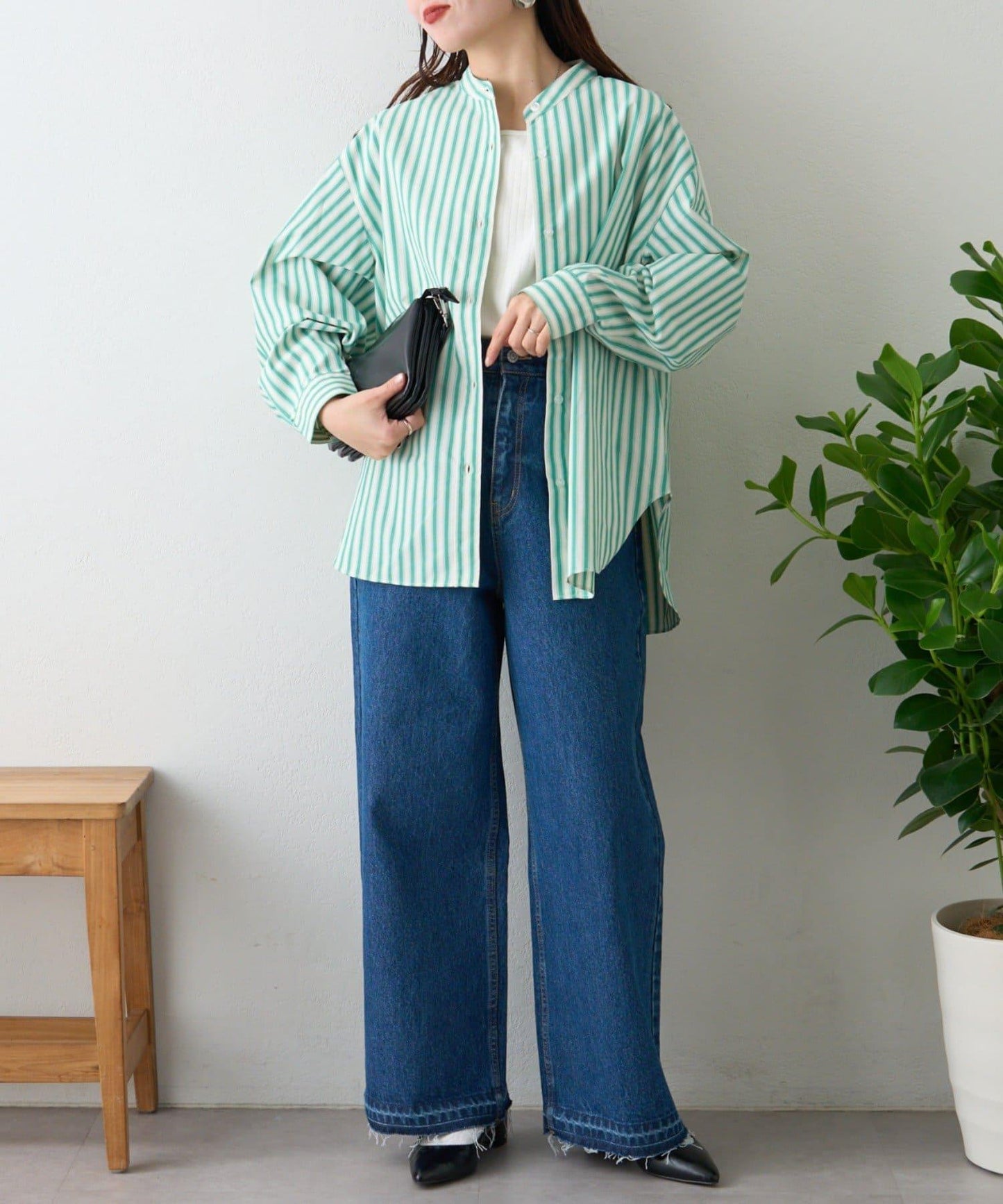 【易護理】拼花寬條紋襯衫