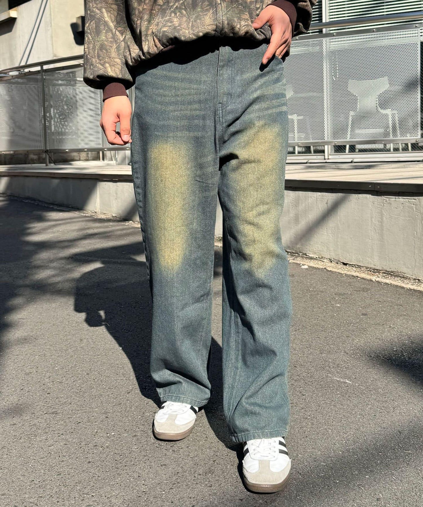 超寬鬆漂染牛仔褲