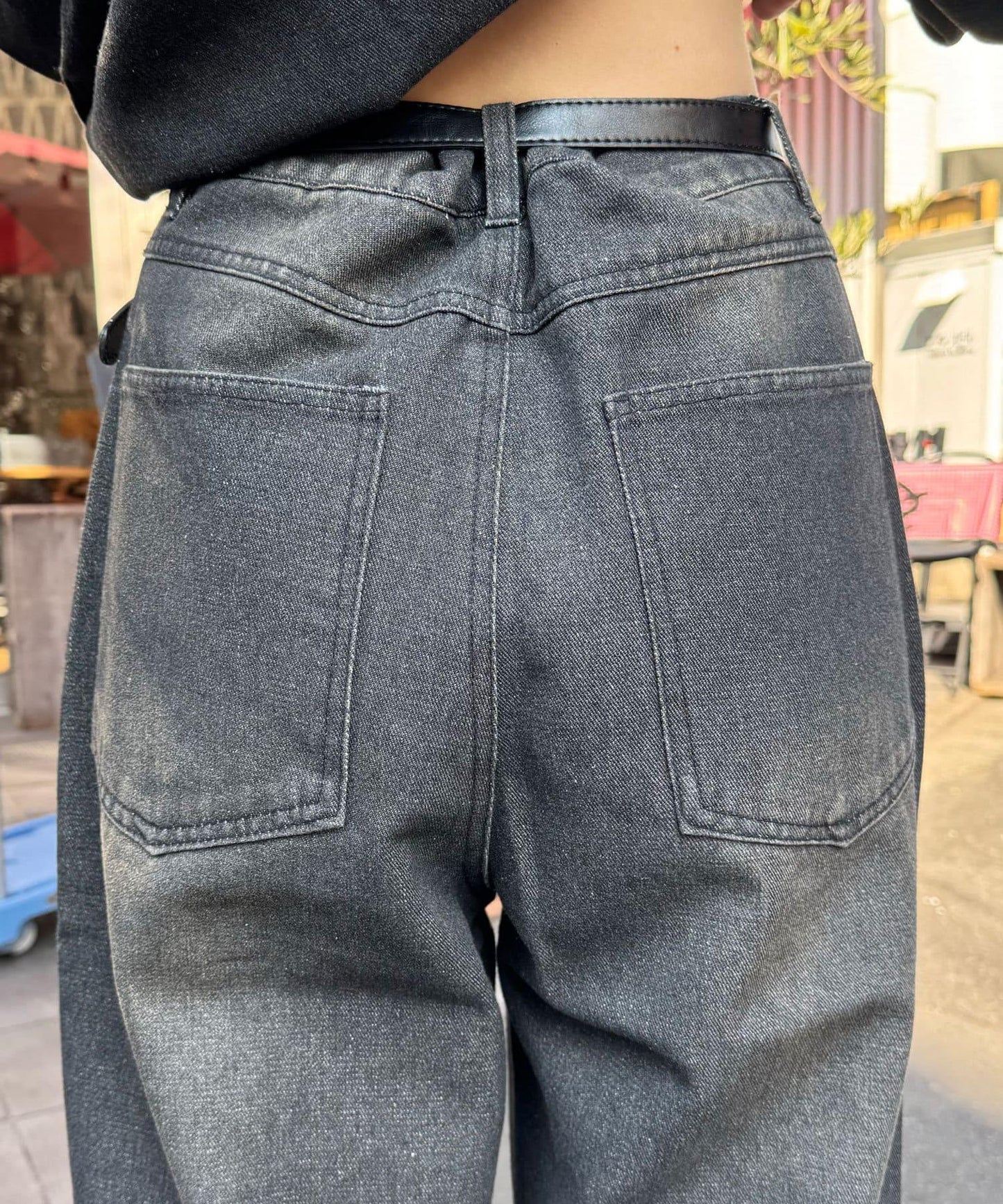 超寬鬆漂染牛仔褲