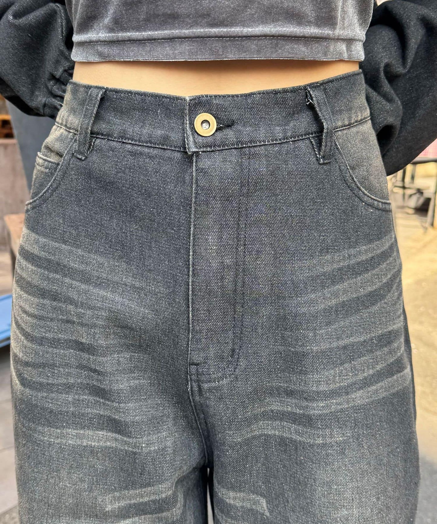 超寬鬆漂染牛仔褲