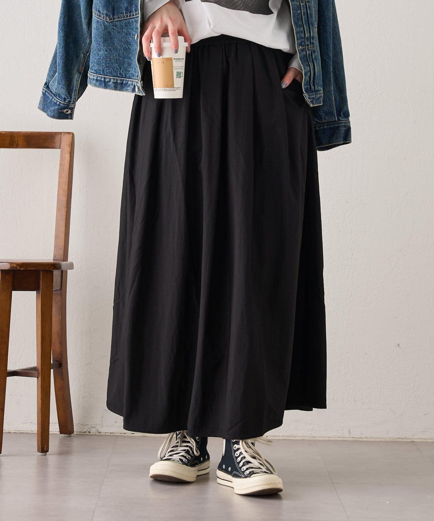 褶皺長裙