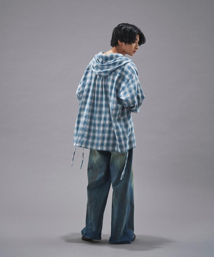 漸變格子連帽襯衫