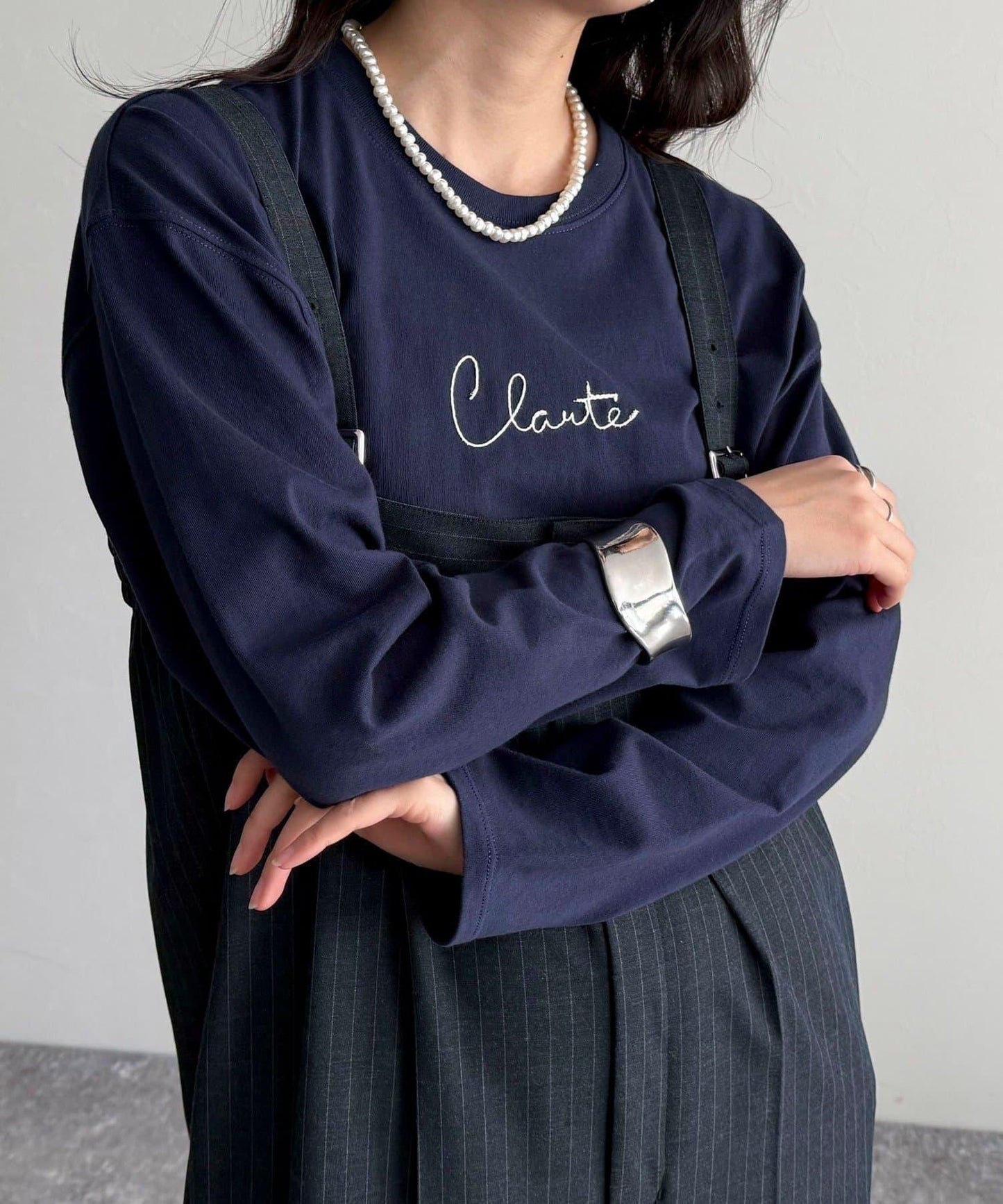 紗線刺繡logo圓領T恤