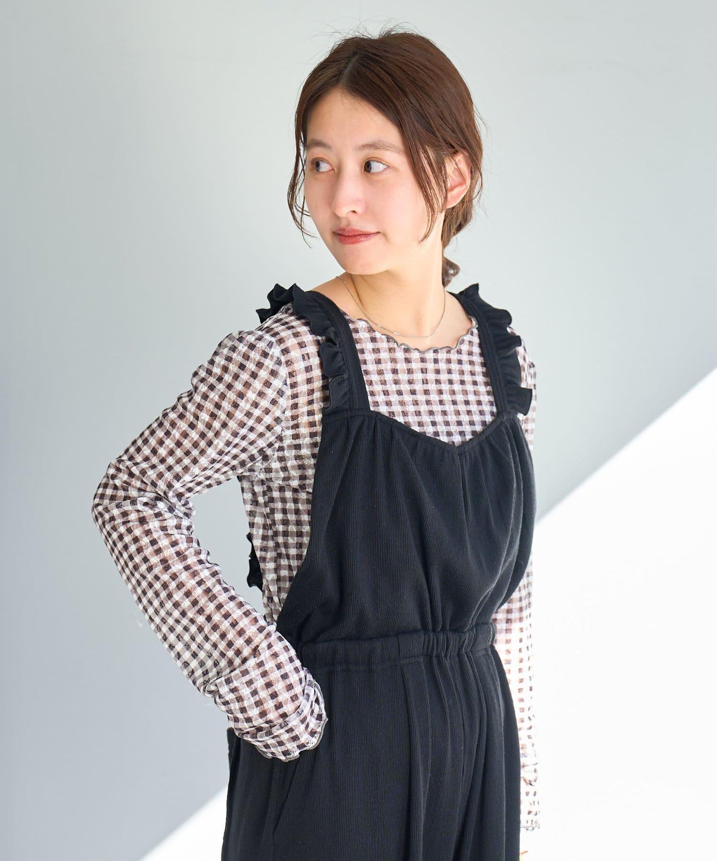 【2025春夏目錄/2尺碼展開/低身高尺碼】荷葉邊連體褲