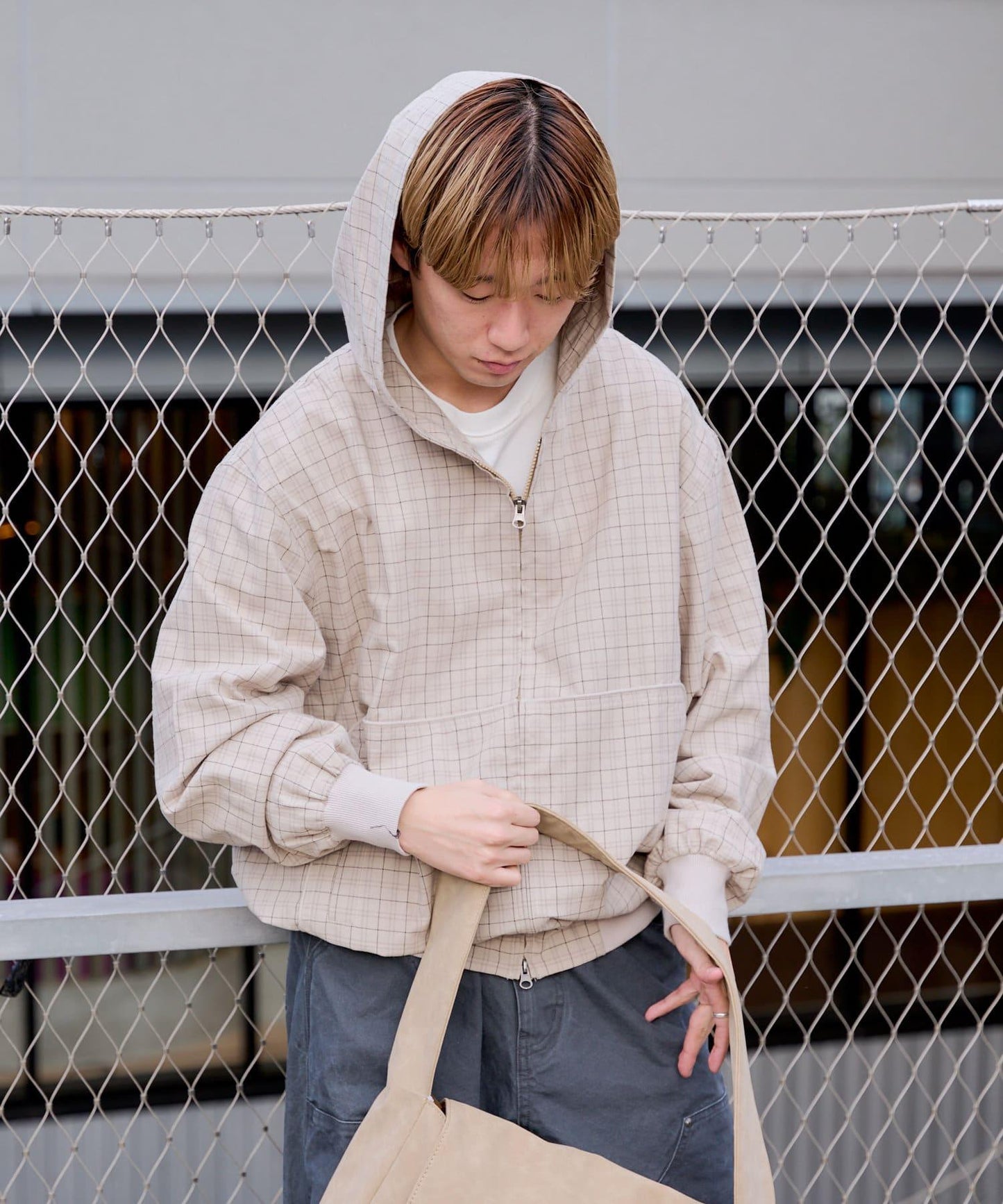 【WHIMSIC】格紋拉鍊連帽襯衫
