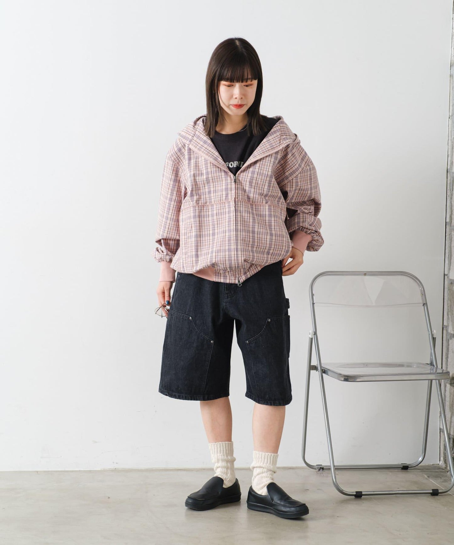 【WHIMSIC】格紋拉鍊連帽襯衫