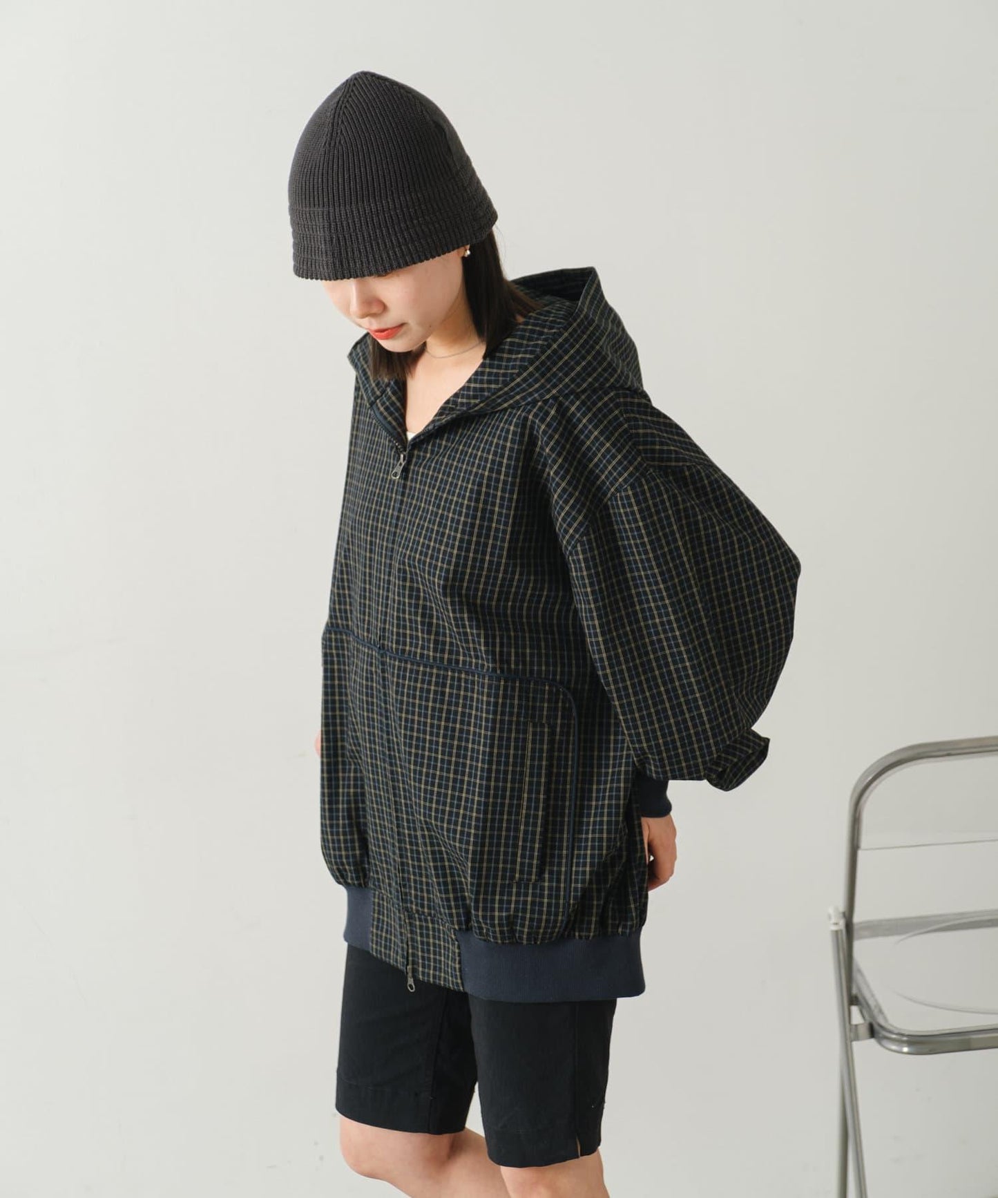【WHIMSIC】格紋拉鍊連帽襯衫