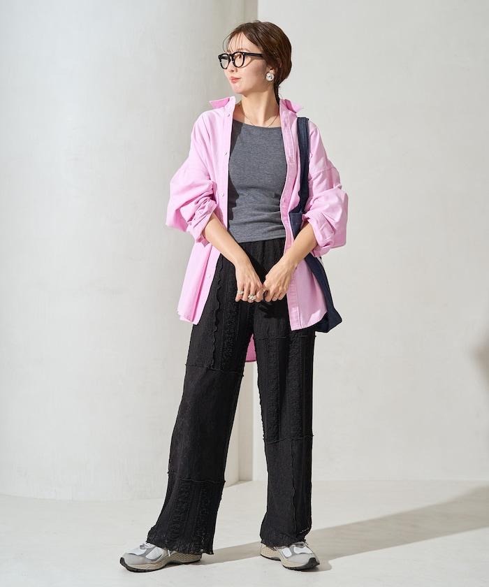 蕾絲 拼接 長褲