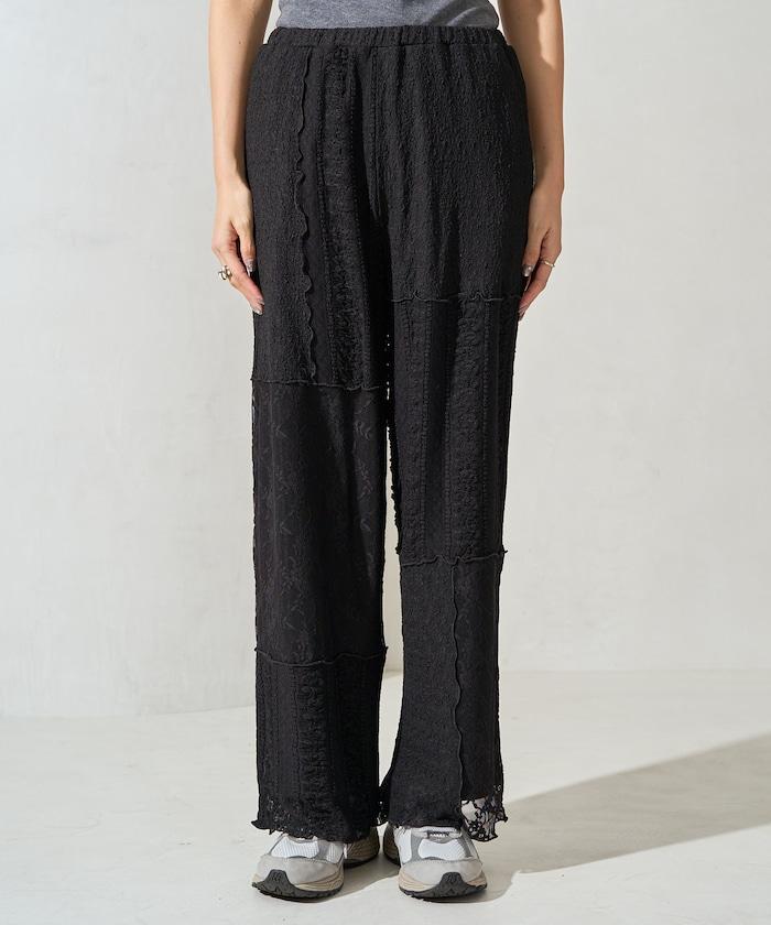 蕾絲 拼接 長褲