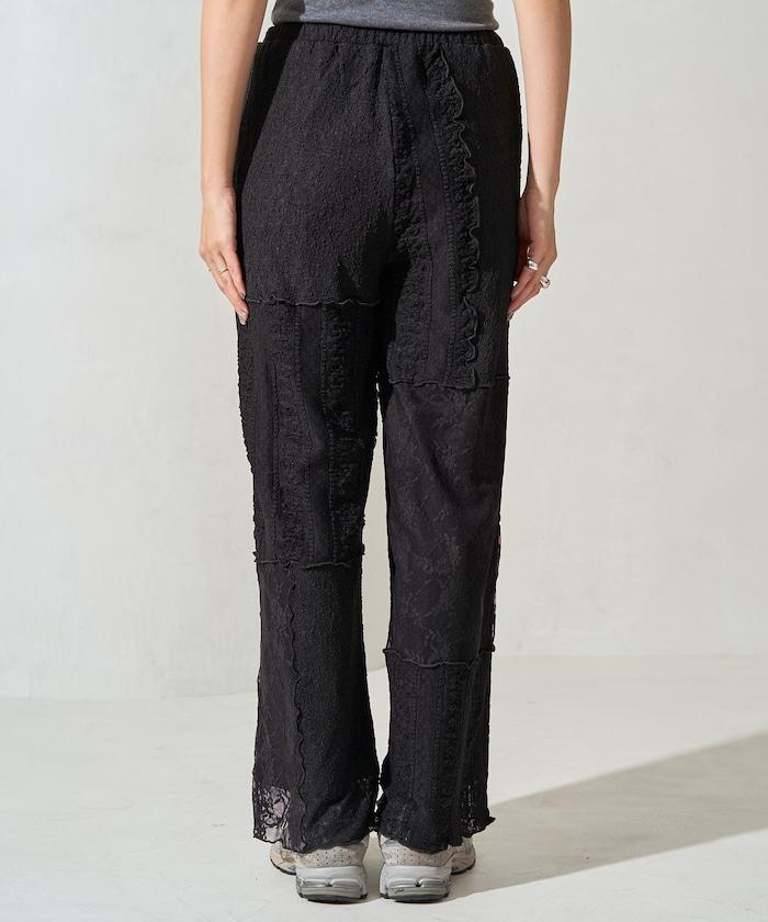 蕾絲 拼接 長褲