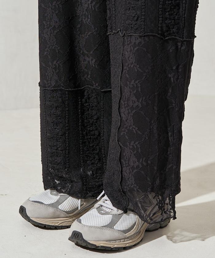 蕾絲 拼接 長褲