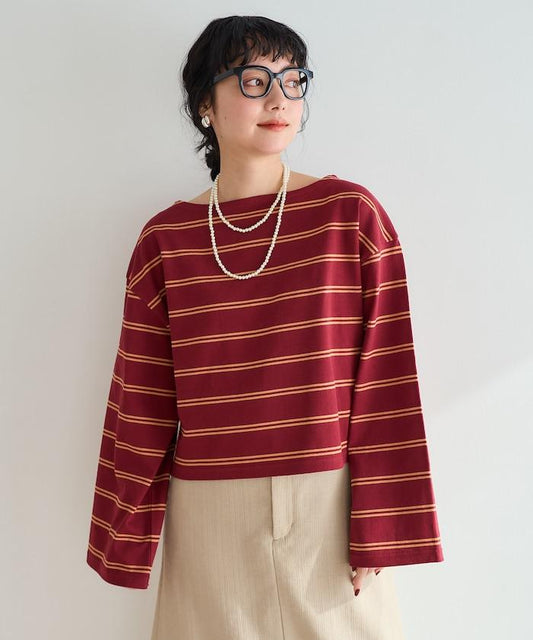 多色條紋 短袖巴斯克T恤