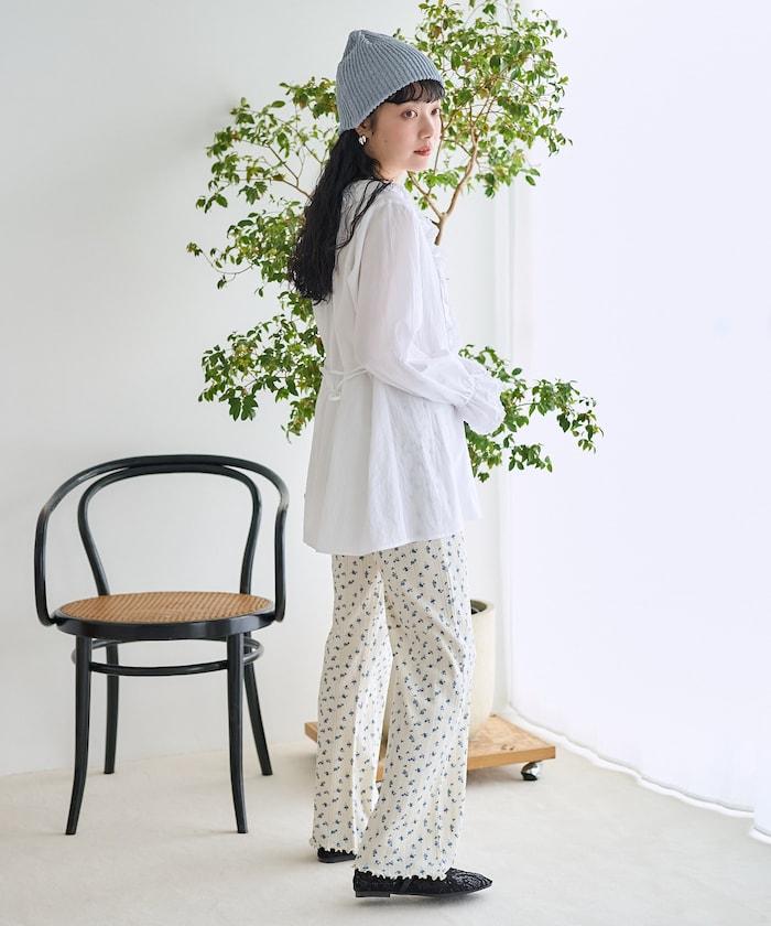 荷葉領 針褶襯衫