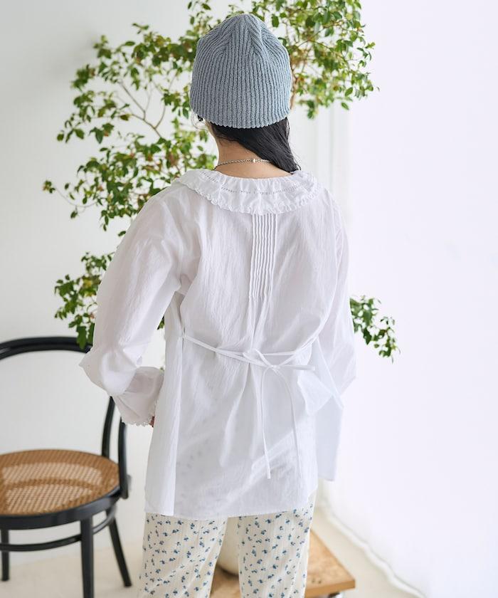 荷葉領 針褶襯衫