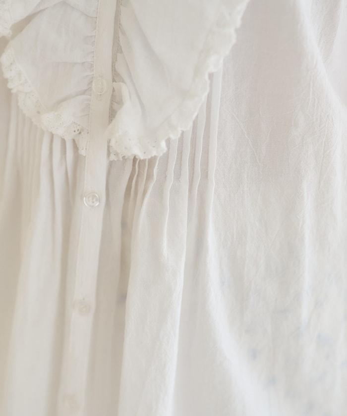 荷葉領 針褶襯衫