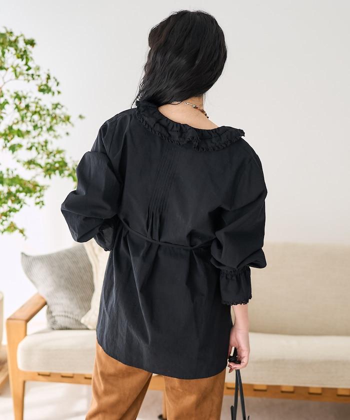 荷葉領 針褶襯衫