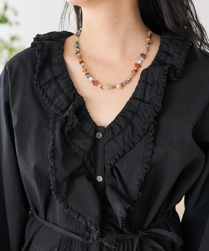 荷葉領 針褶襯衫