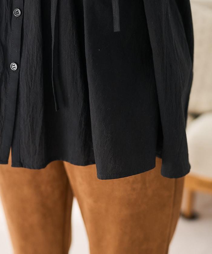 荷葉領 針褶襯衫