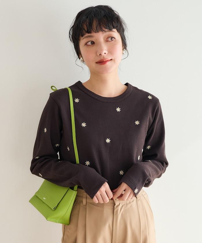 迷你雛菊刺繡長袖T恤