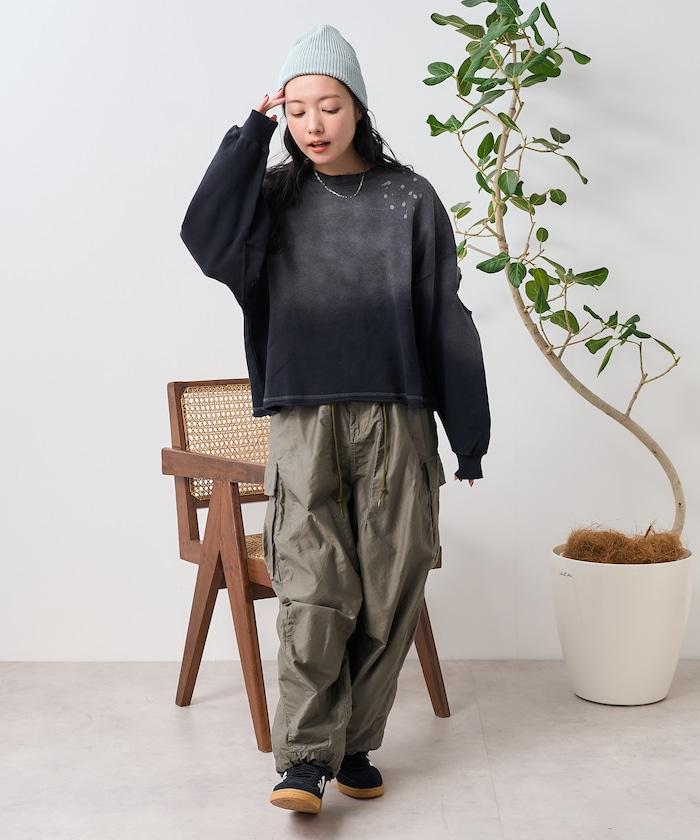 粉末漂白 剪裁開衩衛衣