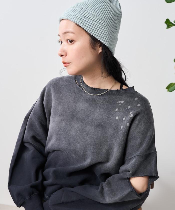 粉末漂白 剪裁開衩衛衣