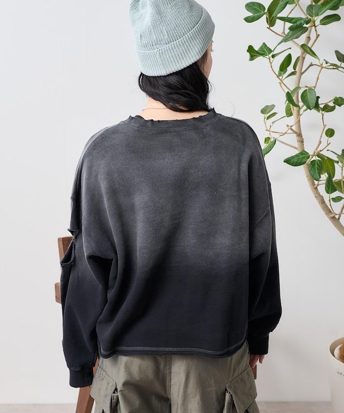 粉末漂白 剪裁開衩衛衣