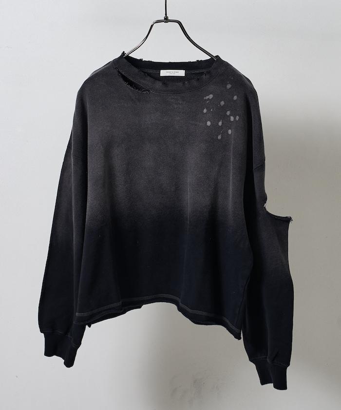 粉末漂白 剪裁開衩衛衣