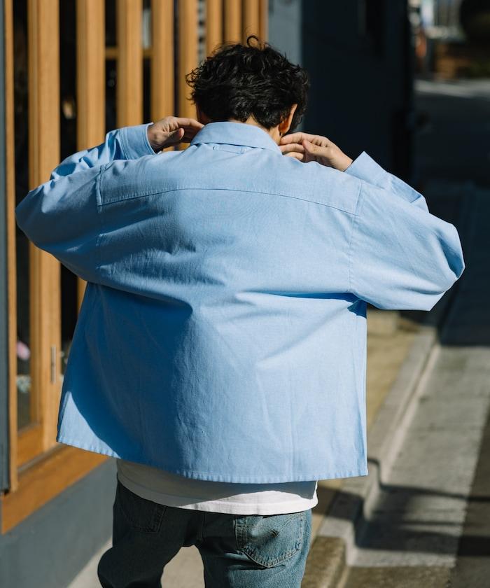 聯名 牛津紡 釣魚口袋 長袖 短款襯衫